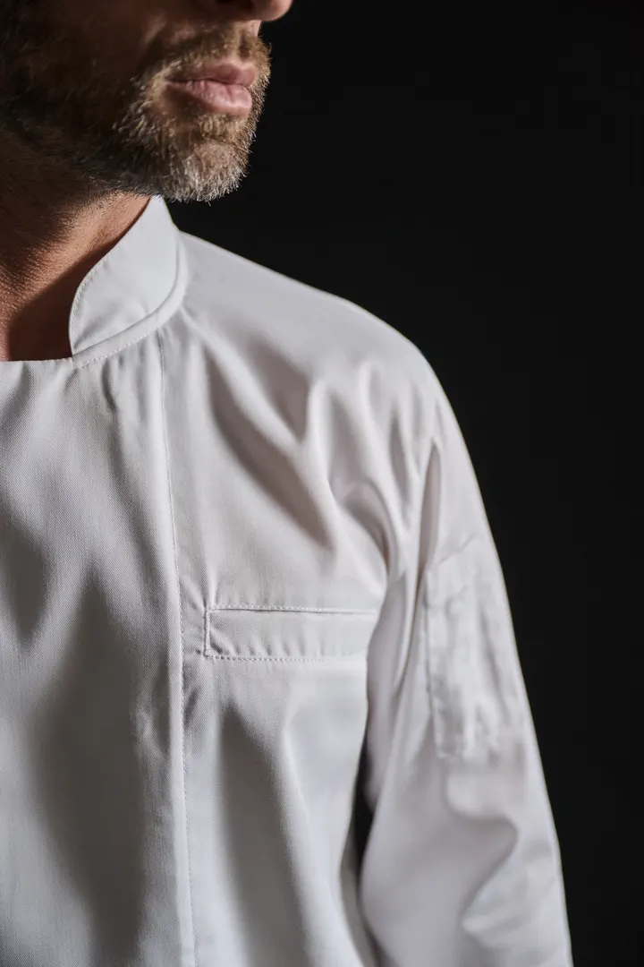 Veste de cuisine écoresponsable et respirante manches longues unisexe 22