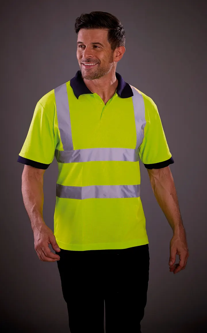 YOKO Kurzärmliges Polo Shirt in Warnfarbe