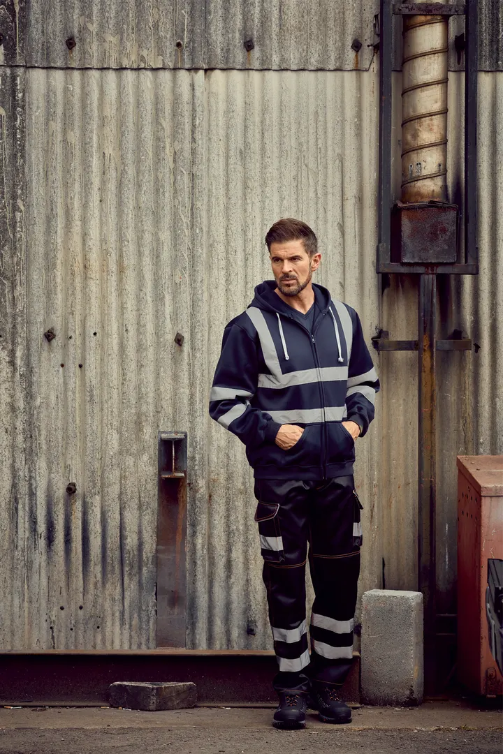 YOKO Kapuzenpullover mit Reißverschluss in Warnfarbe 10