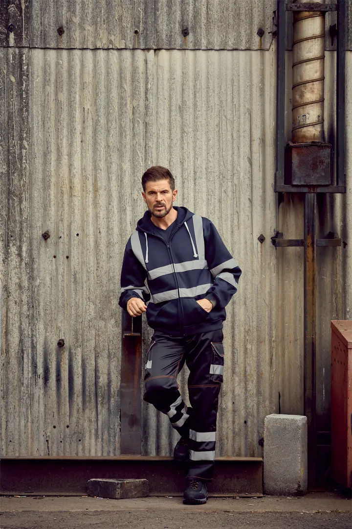 YOKO Kapuzenpullover mit Reißverschluss in Warnfarbe 11