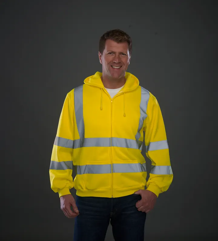 YOKO Kapuzenpullover mit Reißverschluss in Warnfarbe 14