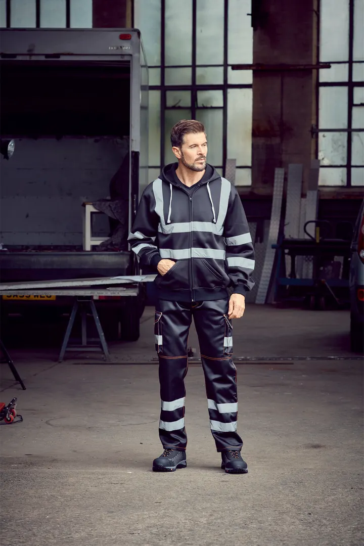 YOKO Kapuzenpullover mit Reißverschluss in Warnfarbe 6