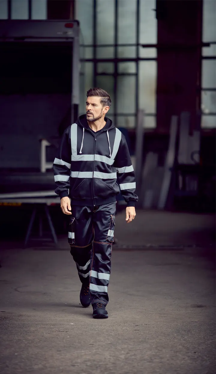YOKO Kapuzenpullover mit Reißverschluss in Warnfarbe 8